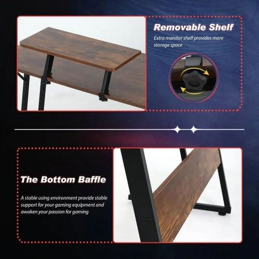 L Shaped Gaming Desk with Large Desktop J5752