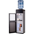 Top-Loading Water Dispenser for 5 Gallon Bottles, Hot & Cold Water Cooler with Storage Cabinet & Glass Door, Gray P7887