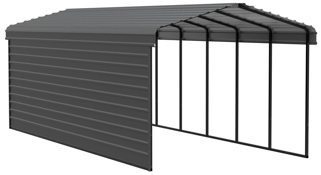 Galvanized Steel Carport Kit, 12' x 29' x 9', Charcoal S3600