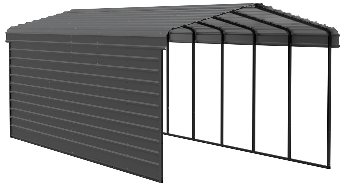 Galvanized Steel Carport Kit, 12' x 29' x 9', Charcoal S3600