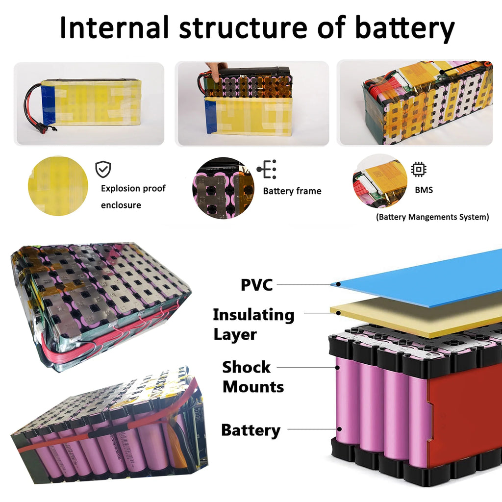 48V 14Ah Lithium Battery T-Plug 30A BMS for 1000W Electric Bike G397309