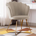 Khaki Velvet Accent Chair with Back and Gold Metal Legs I501576