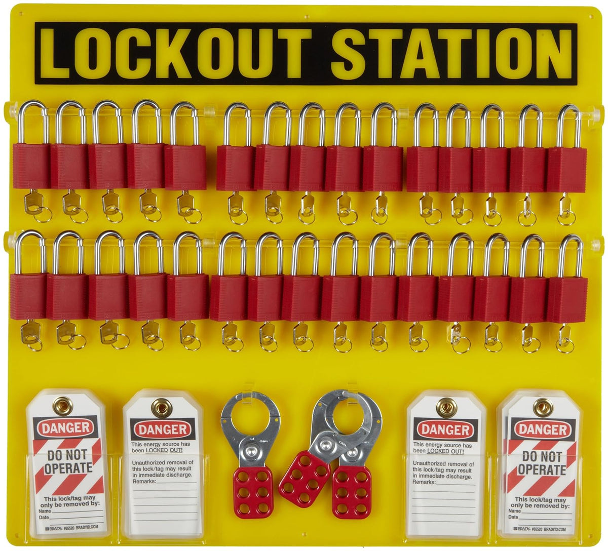Padlock, Hasp, and Tag Lockout Station with 5 Safety Padlocks Q207328