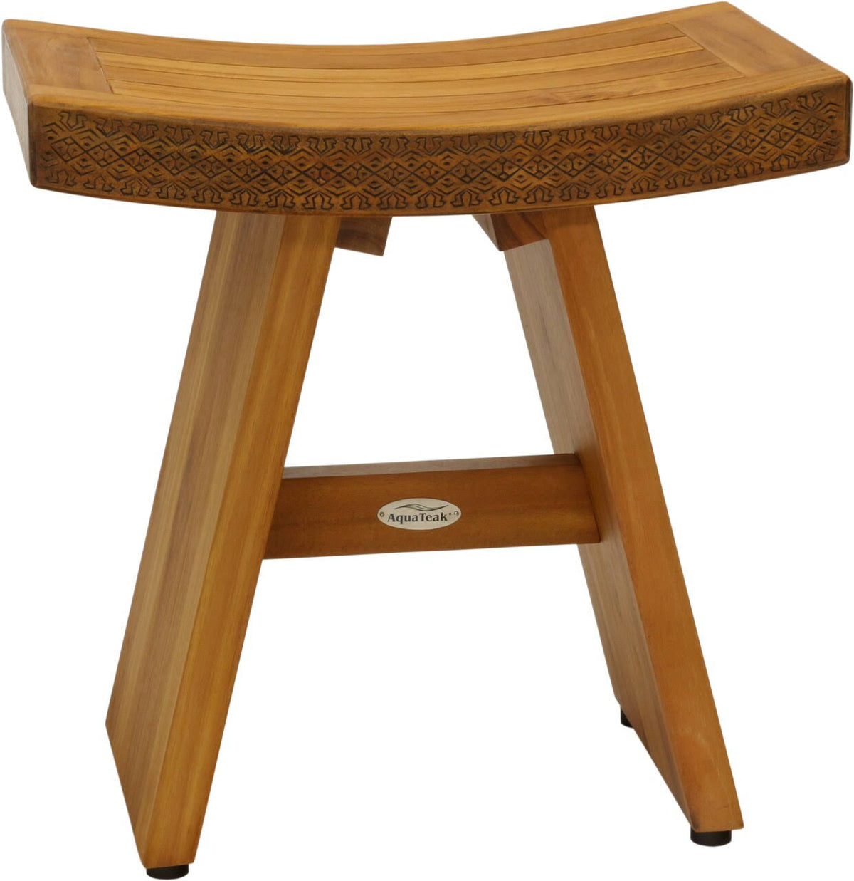 Teak Shower Bench with Carved Pattern D98173