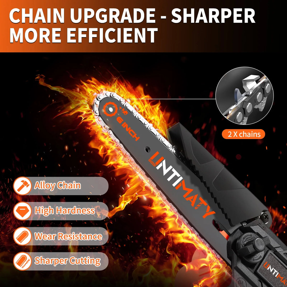 6 Inch Cordless Mini Chainsaw with 2 Batteries 2 Chains T30273
