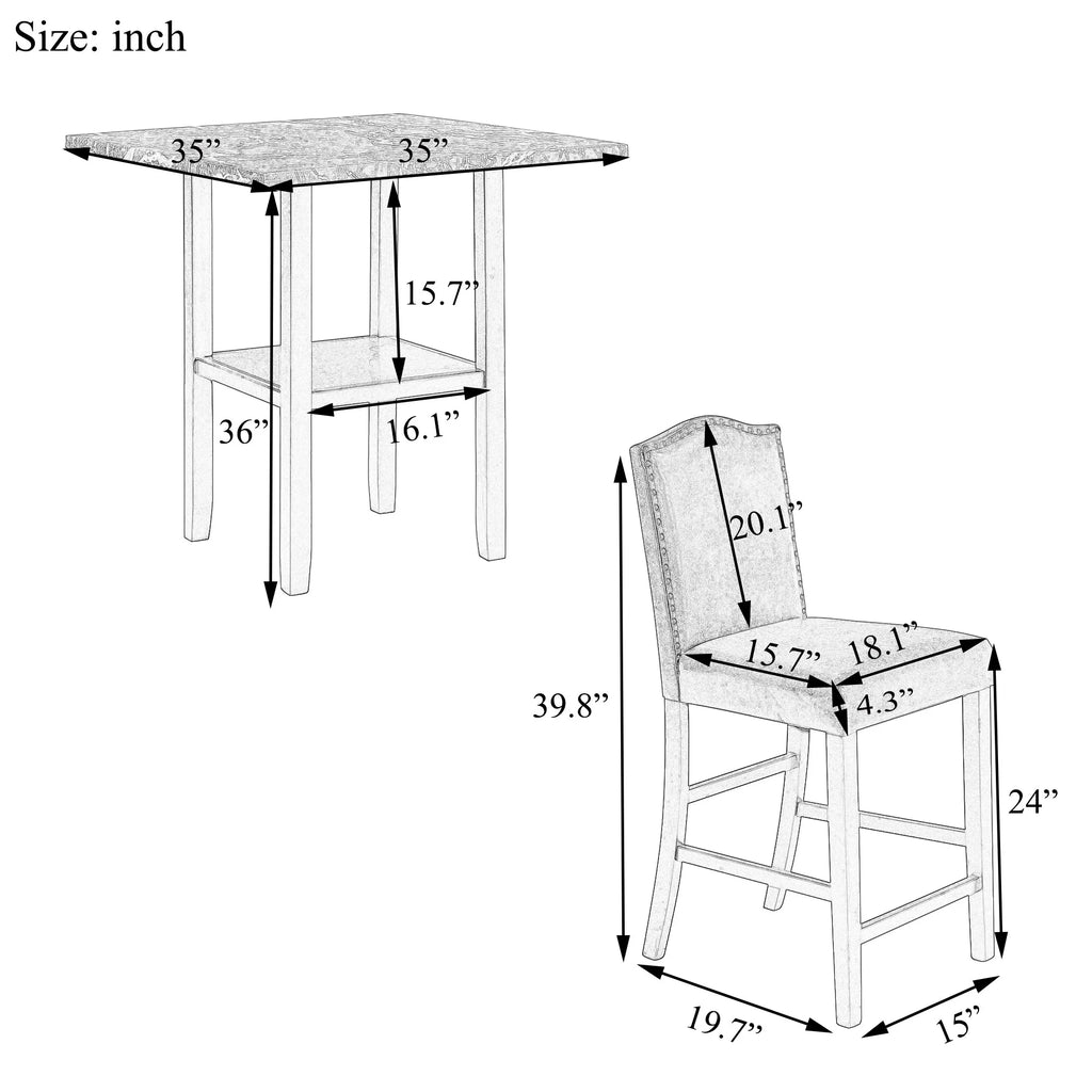 5 Piece Dining Set with 4 Chairs L46251