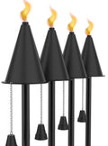 Set of 4 Metal Torch with Snuffer, Fiberglass Wick, 35 oz Oil Lamp W5433