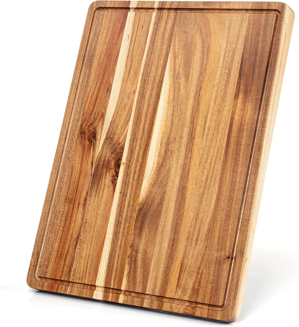 Acacia Wood Cutting Board 24x18 inch with Handle Juice Groove V150