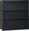 Black 3 Drawer Metal Lockable Lateral File Cabinet O260