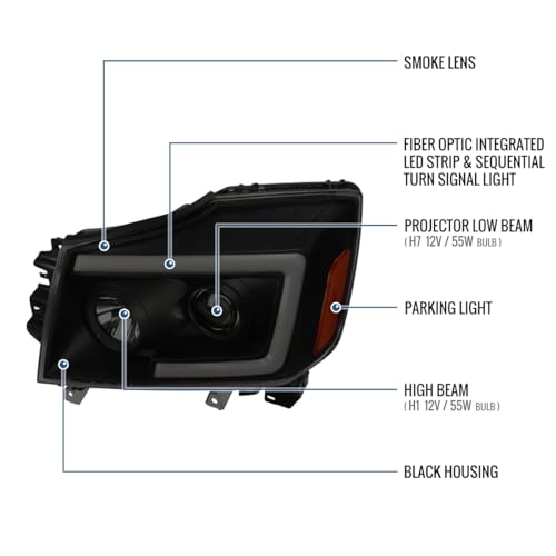 Black Projector Headlights Pair J9670