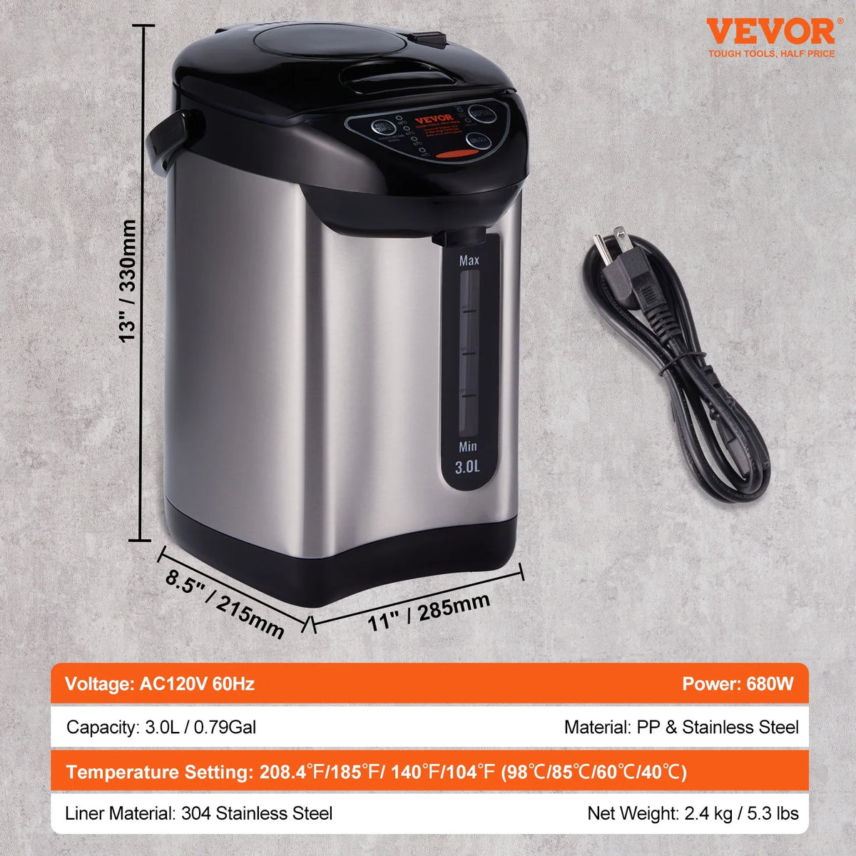 3L Electric Countertop Water Dispenser A586910