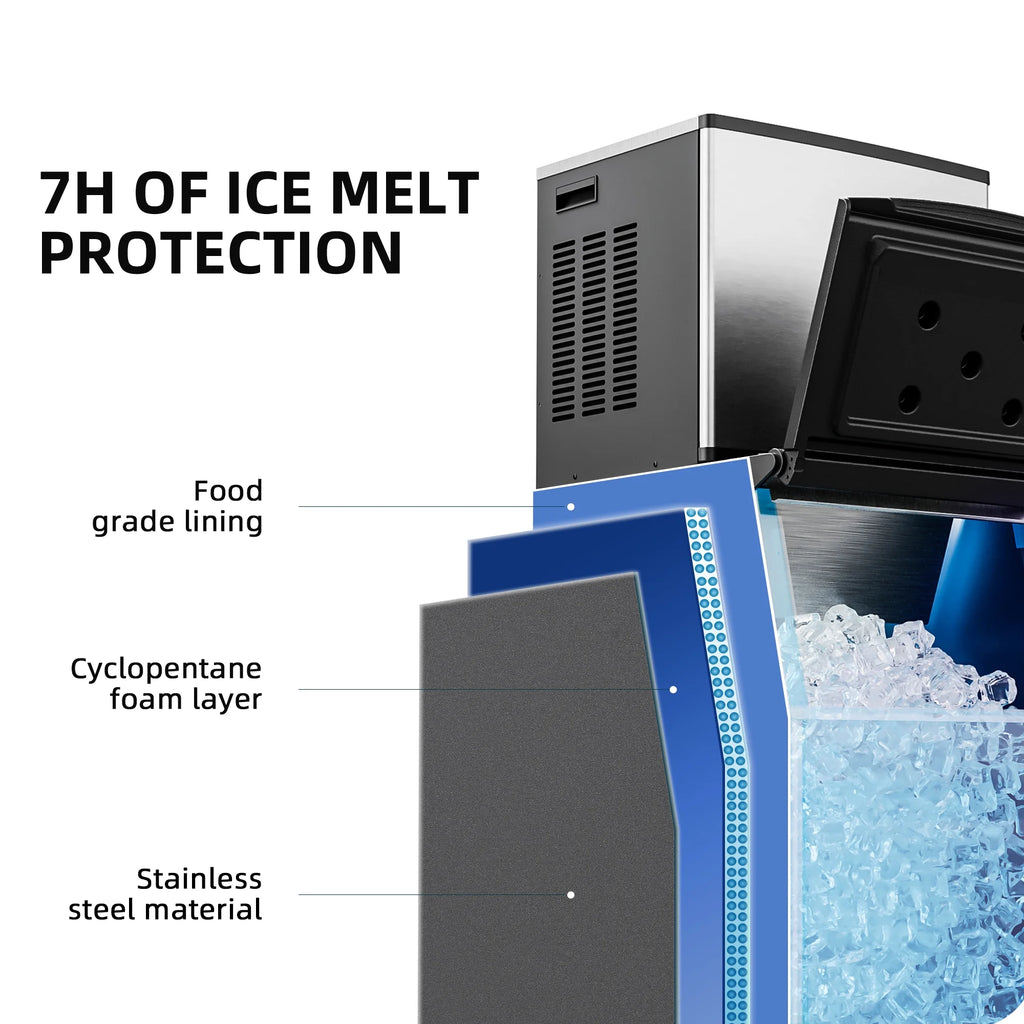 Commercial Ice Maker Machine, Stainless Steel Clear Ice Cube Maker V1175