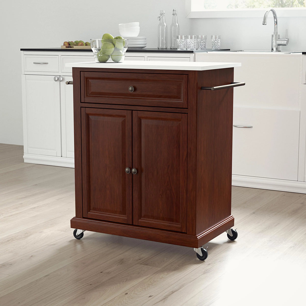Wood Kitchen Cart with Granite Top D69706