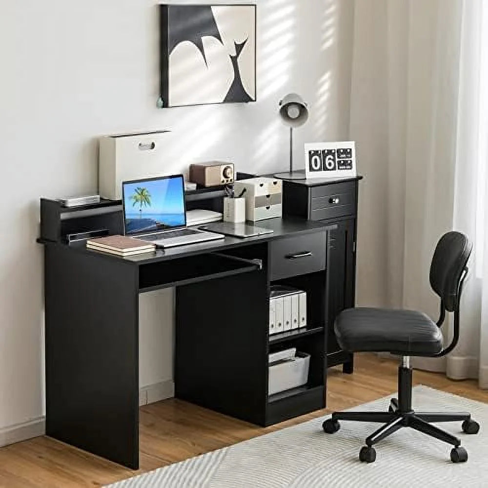 Black Wooden Computer Desk with Drawers Y182