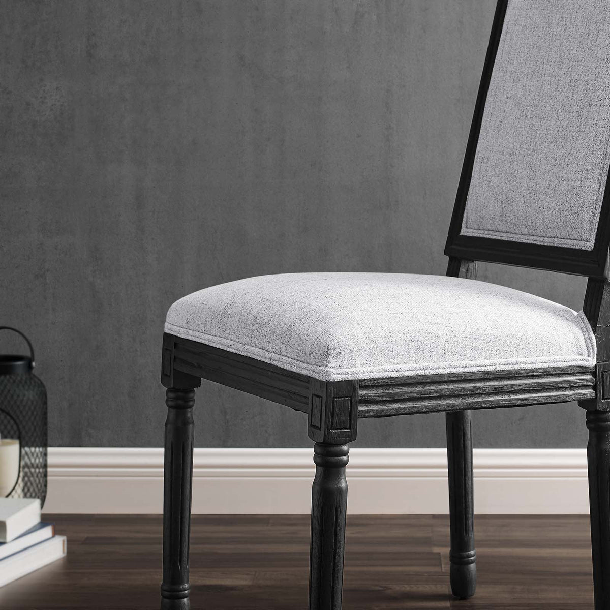 Black Light Gray Upholstered Fabric Dining Side Chair O80584