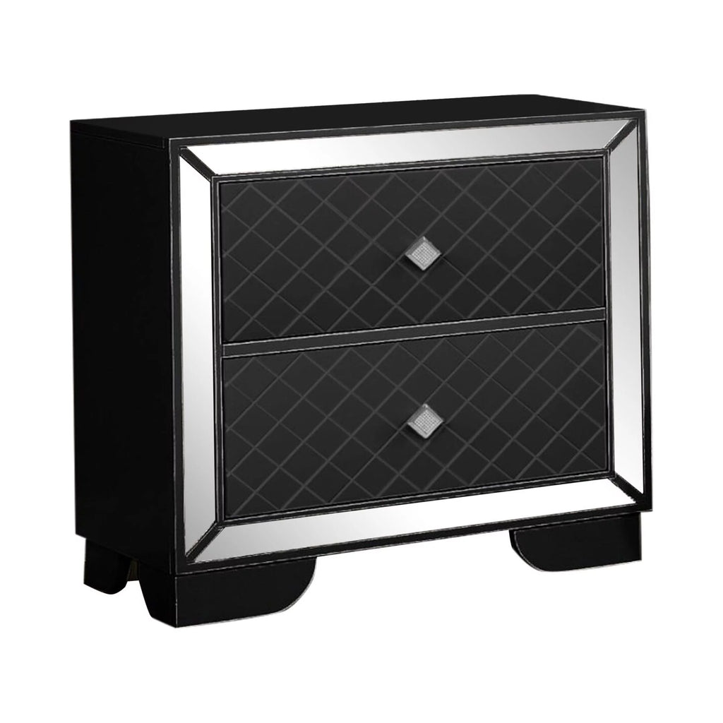 Black 2-Drawer Wood Nightstand O711