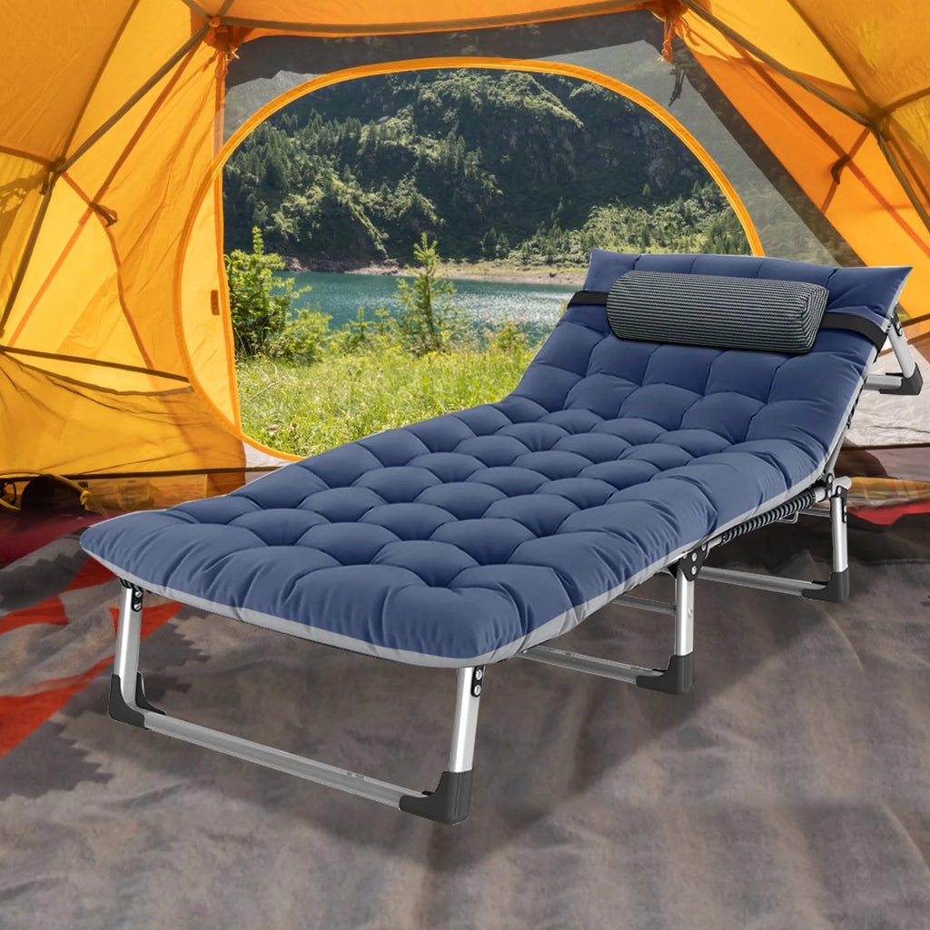 Blue Stripe Folding Chaise Lounge W1630