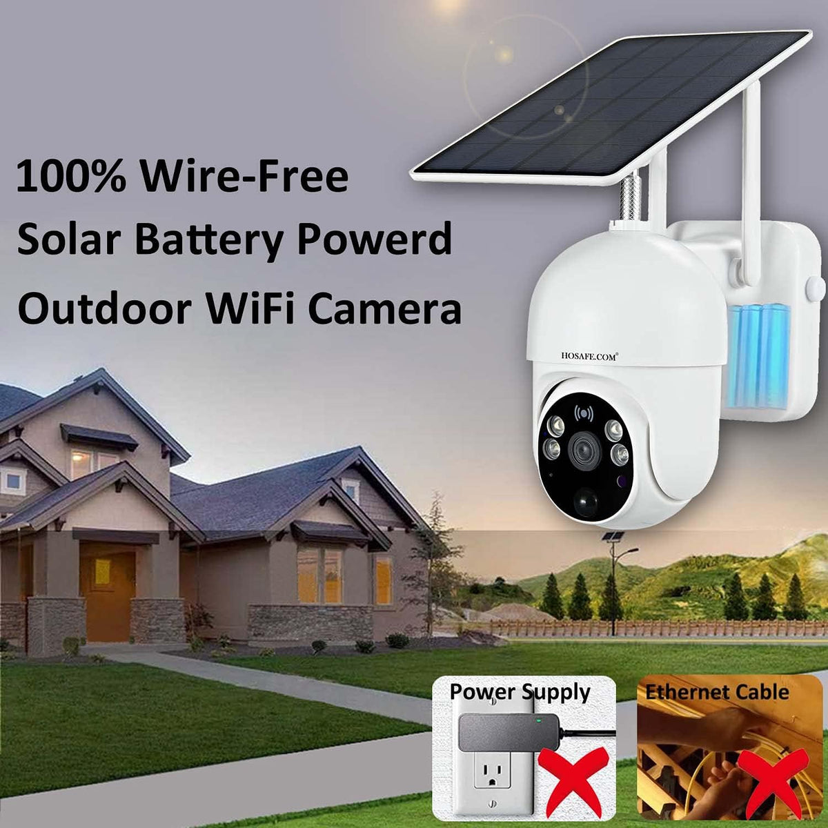 Wireless Solar Battery Powered Security Camera with Color Night Vision Y6032