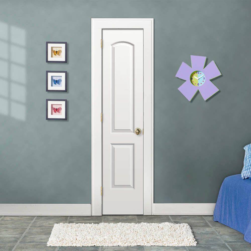 18 in. x 80 in. White Painted Right-Hand Molded Composite MDF Single Prehung Interior Door L424348