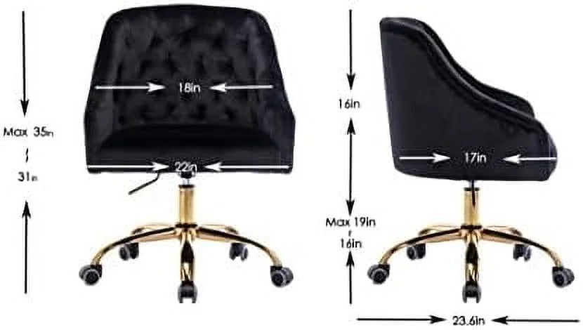Pink Velvet Upholstered Swivel Desk Chair with Wheels M69698