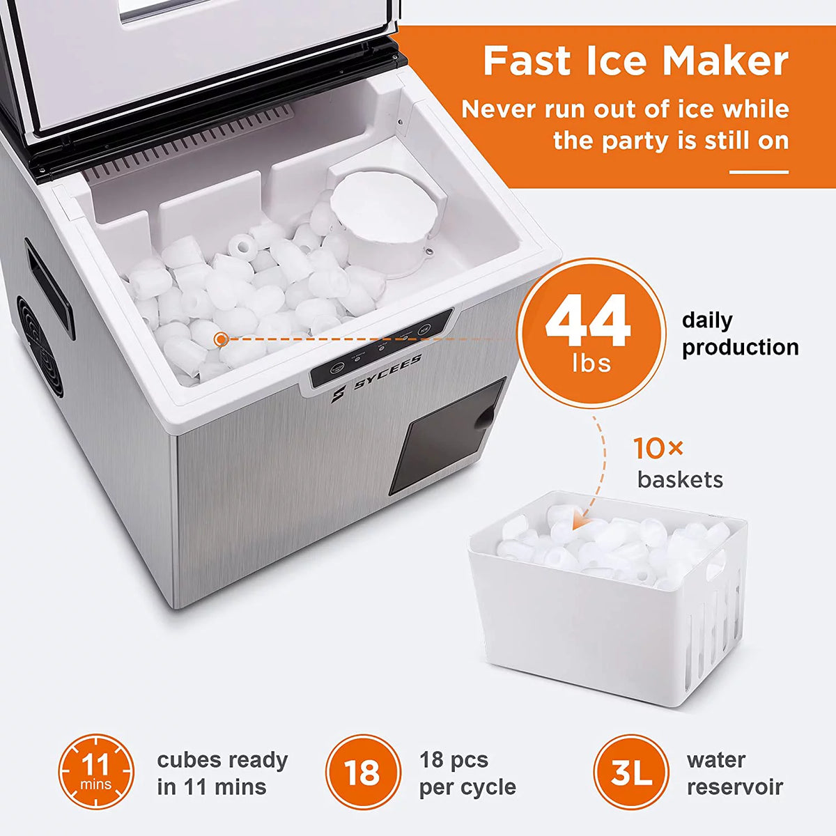 2-in-1 Countertop Ice Maker Machine & Ice Shaver I8376