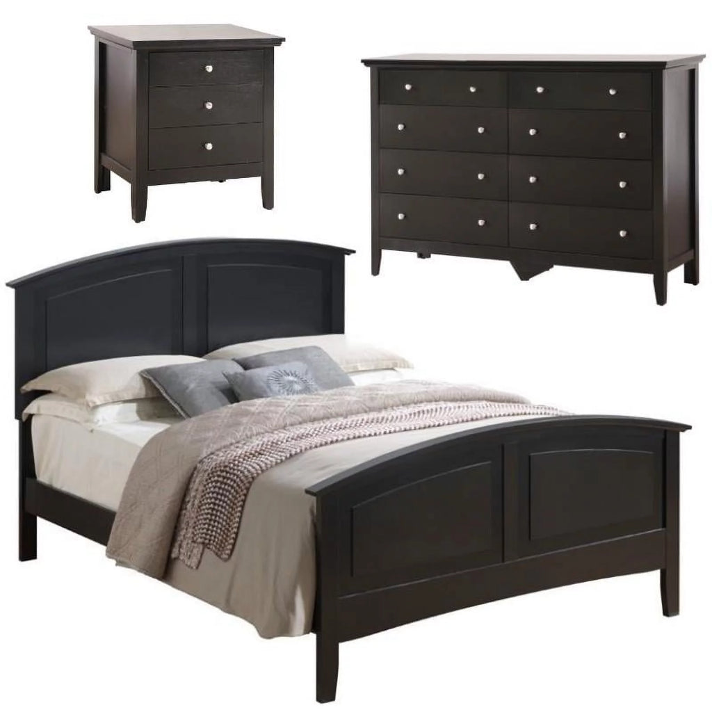 3-Piece Full Bed 8-Drawer Dresser and 3-Drawer Nightstand N564