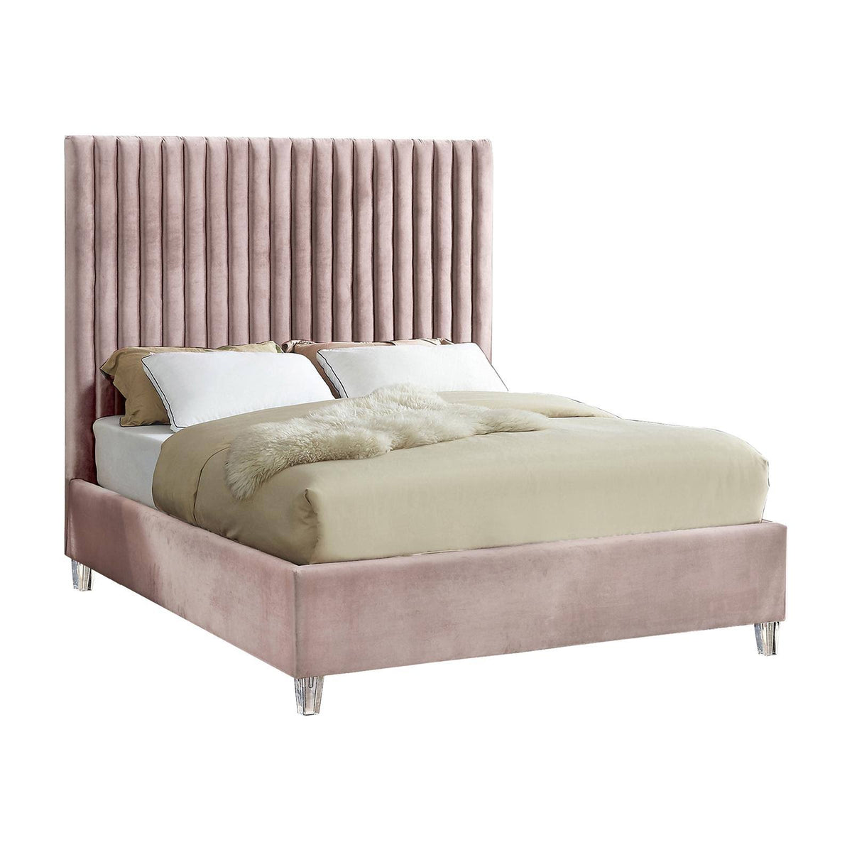 Pink Velvet Twin Bed C51743