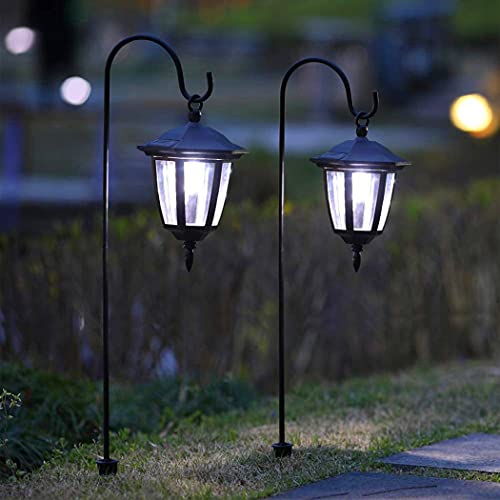 34 Inch Hanging Solar Lights, 2 Pack Warm White LED Garden Lanterns with 2 Shepherd Hooks G633