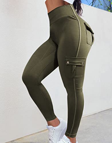 Butt Lifting Leggings with Flap Pockets Cargo Leggings A72308