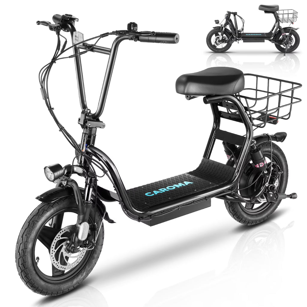 48V 500W Adults Electric Scooter with Removable Seat, 14" Off-road Pneumatic Tires, 20 MPH Max, 30 Miles Range, 350lbs Weight Limit, Black L2327
