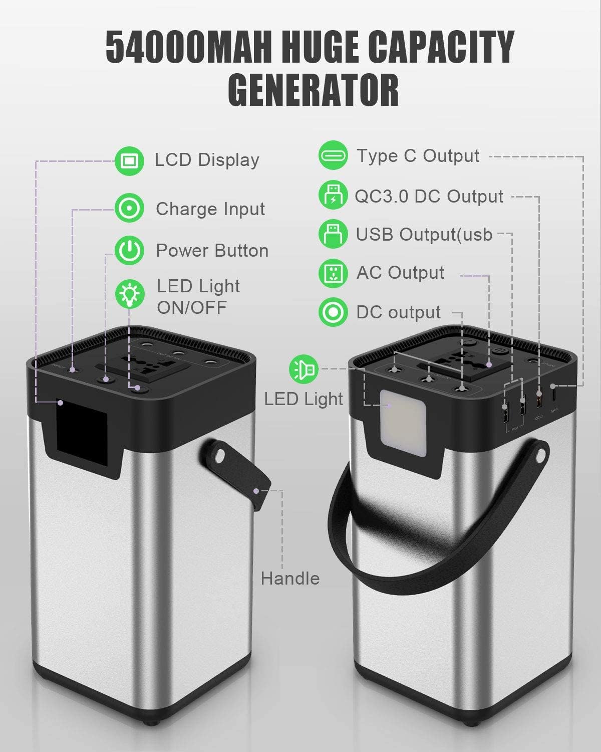 200W Solar Generator with 70W Monocrystalline Portable Solar Panel J197154