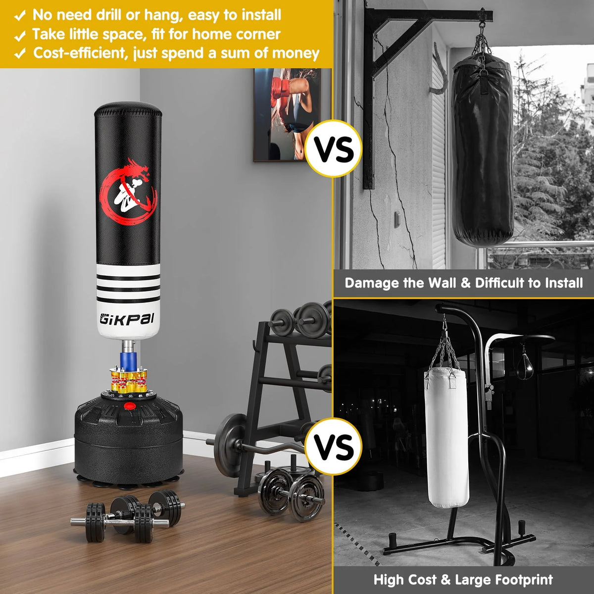 69'' 182lbs Freestanding Punching Bag with Stand V7469
