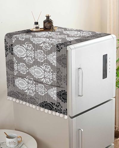 Grey Black White Microwave Oven Dust Cover with Storage Pockets 12" X 35" A2132