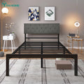 Queen Upholstered Platform Bed Frame with Adjustable Headboard T81441