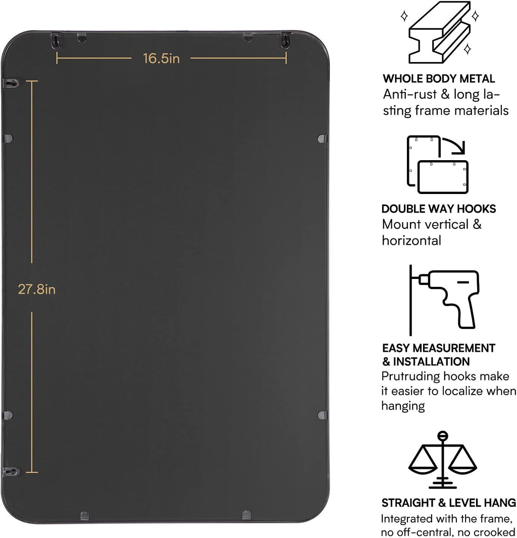 24x36 Rectangular Wall Mount Mirror with Stainless Steel Metal Frame A523297