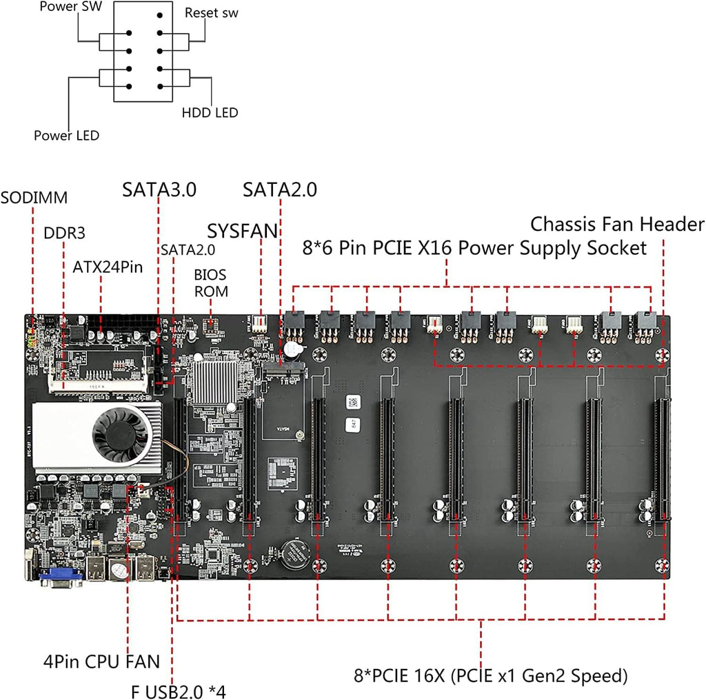 8 PCIE 16X DDR3 Mining Motherboard B7432