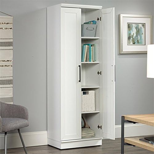 White Storage Cabinet with Door and Shelves P48947