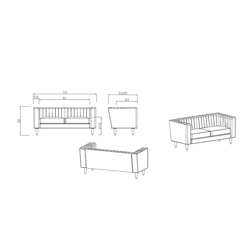 Green Channel Tufted Sofa T383654
