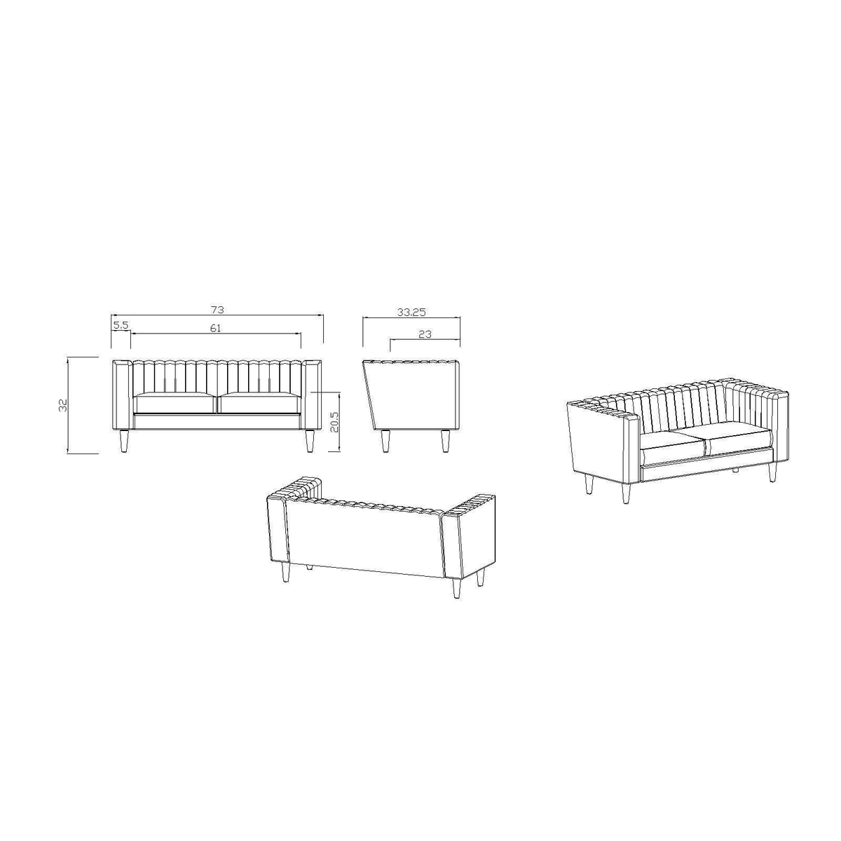 Green Channel Tufted Sofa T383654
