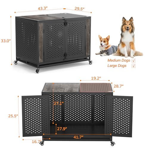 Brown Heavy Duty Metal Dog Crate Furniture X35966