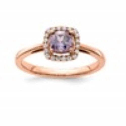 10k White Gold Amethyst and Diamond Ring Size 7 G4641