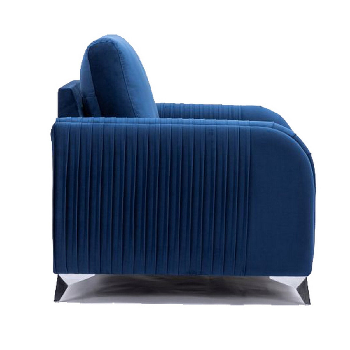 Blue Velvet Upholstery Solid Pine Wood Loveseat Y126