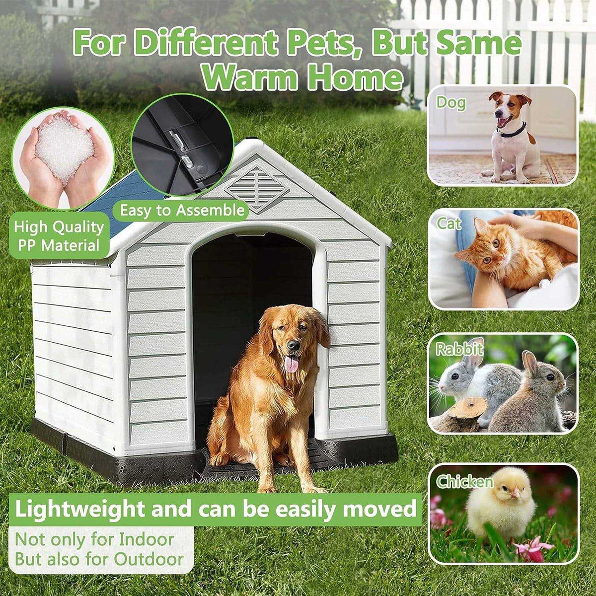 Waterproof Plastic Dog House with Vent and Raised Floor S601