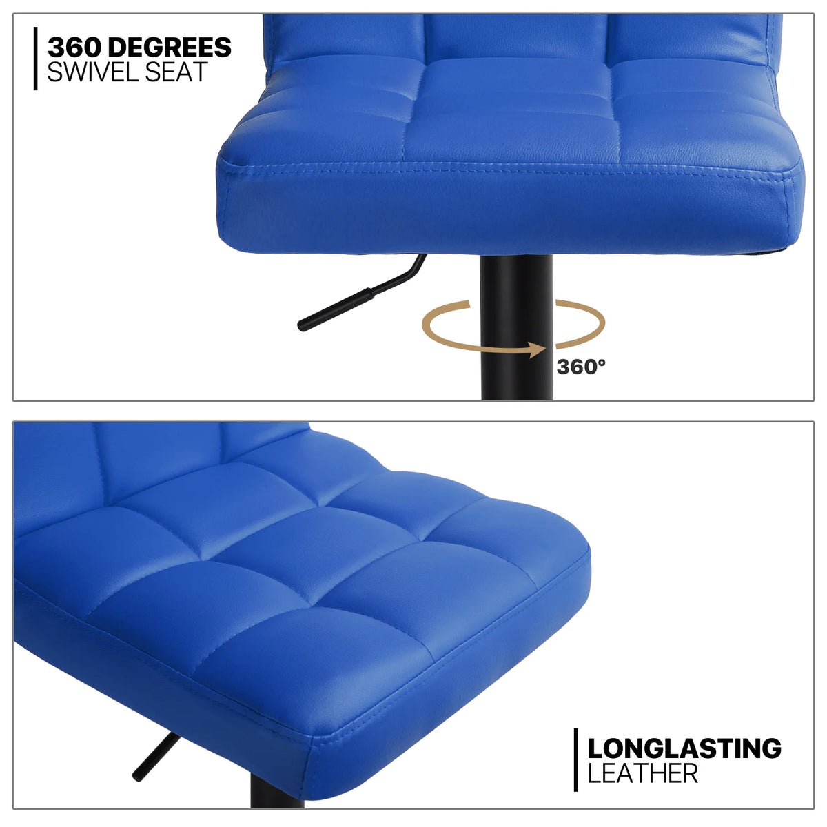 Set of 4 Blue Faux Leather Swivel Bar Stools P34577
