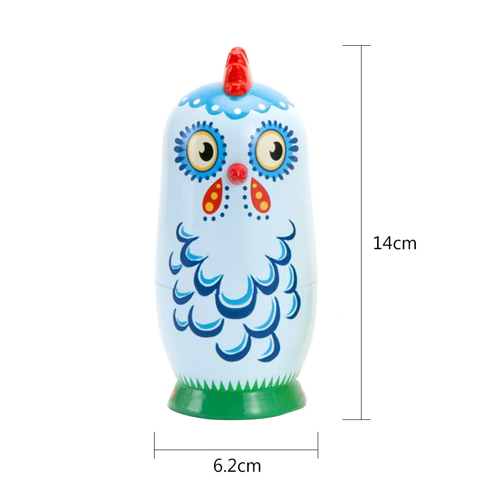 5Pcs/Set Russian Animal Chicken Nesting Dolls Matryoshka Kids Toy A14095
