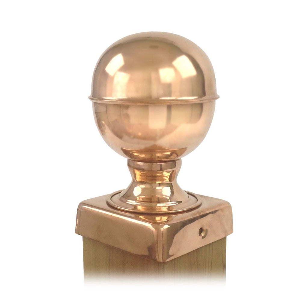 Copper Ball Top Slip Over Fence Post Cap, Brown C967