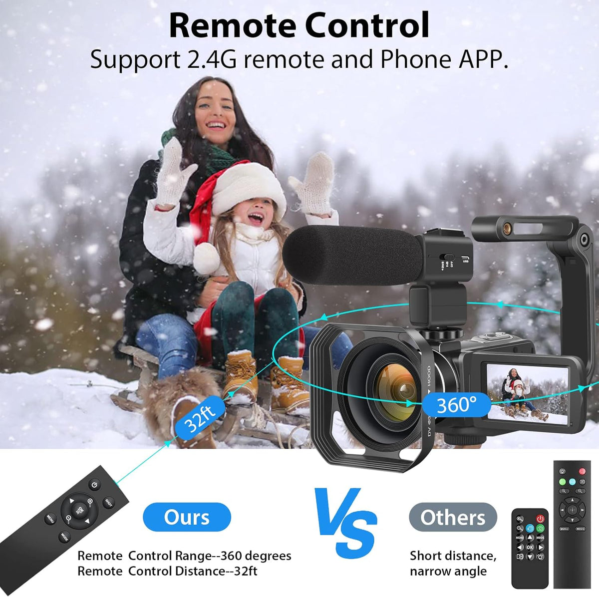 4K 56MP UHD Camcorder with IR Night Vision 18X Digital Zoom Q169
