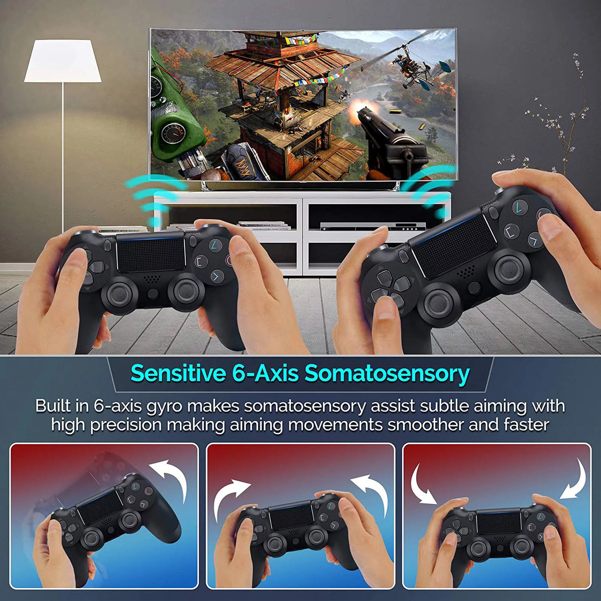 Wireless GamePad Controller with Built-In Speaker Gyro BlueTooth (Black) D465804