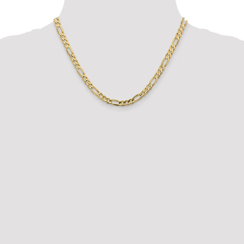 10K Yellow Gold 5.5 mm Concave Figaro Chain Necklace 18" H504878