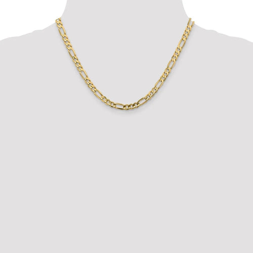 10K Yellow Gold 5.5 mm Concave Figaro Chain Necklace 18" H504878